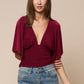 Plunging Short Sleeve Fitted Top