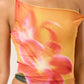 Orange Twist One Shoulder Mesh Top