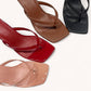 Square Toe Thong Strap Kitten Heel