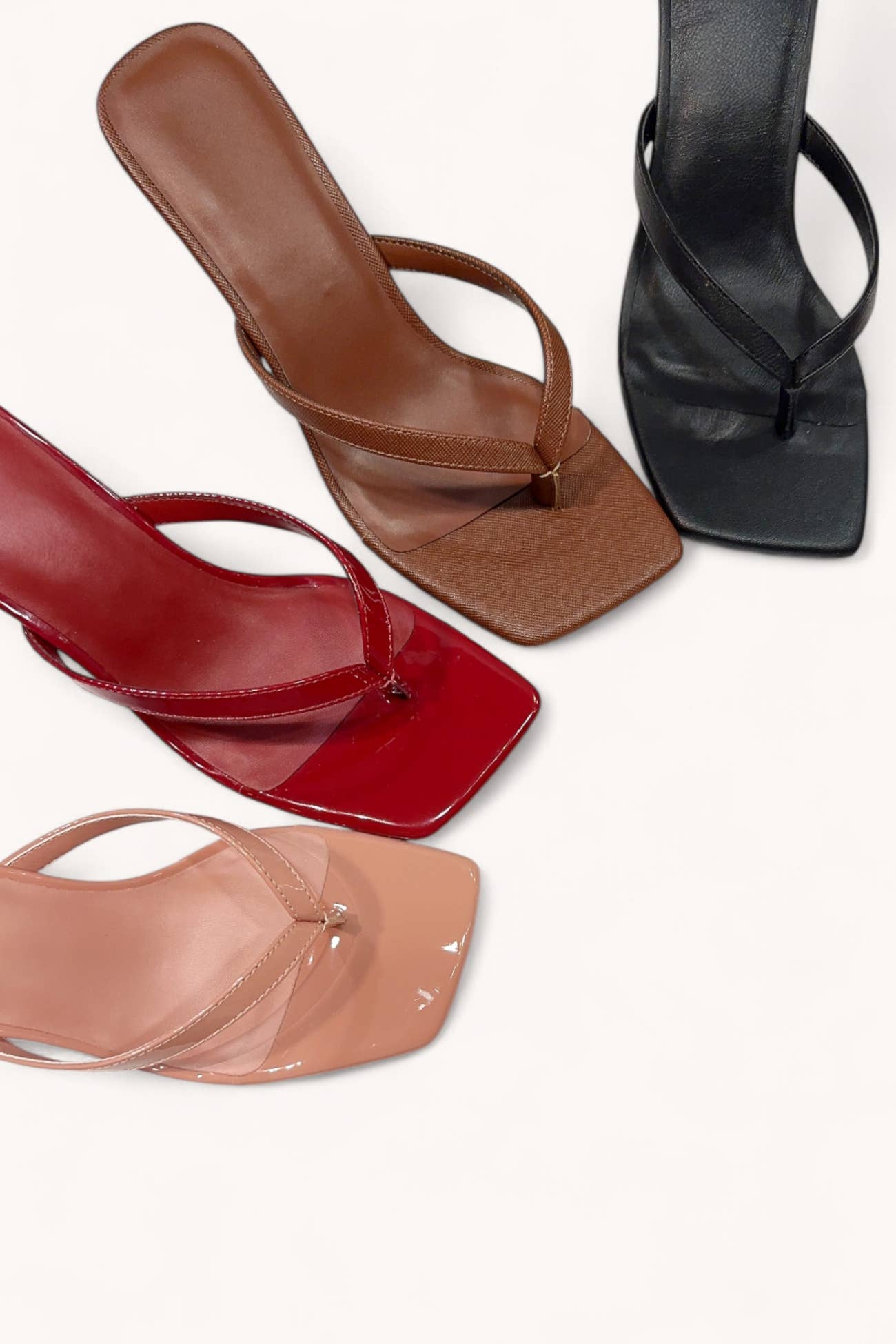 Square Toe Thong Strap Kitten Heel