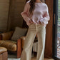 Knit Sweater Rolled Round Neck Pullover Top