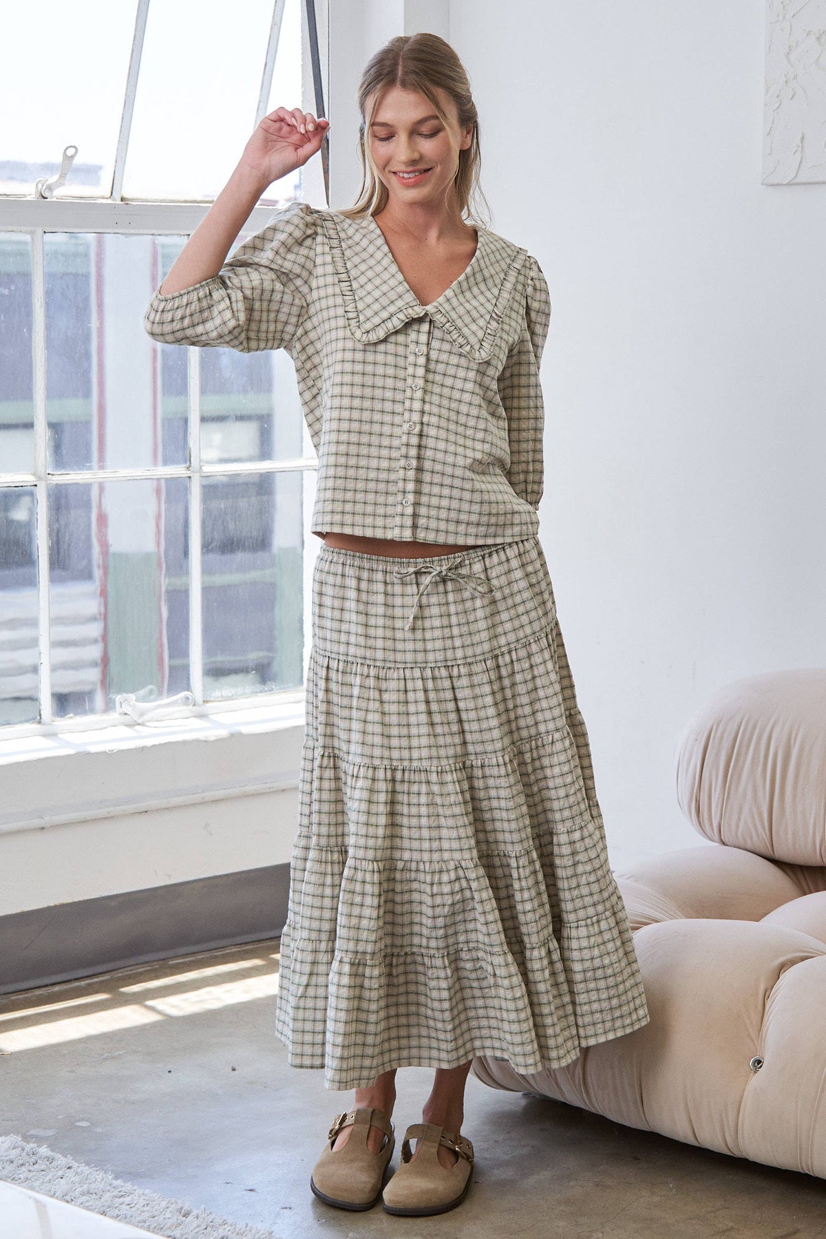 Tiered Plaid Skirt