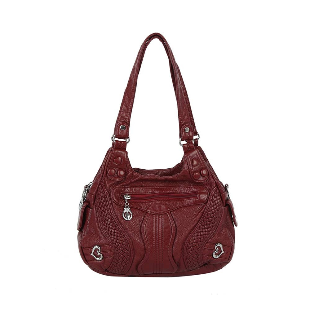 Intricate Faux Leather Shoulder Bag