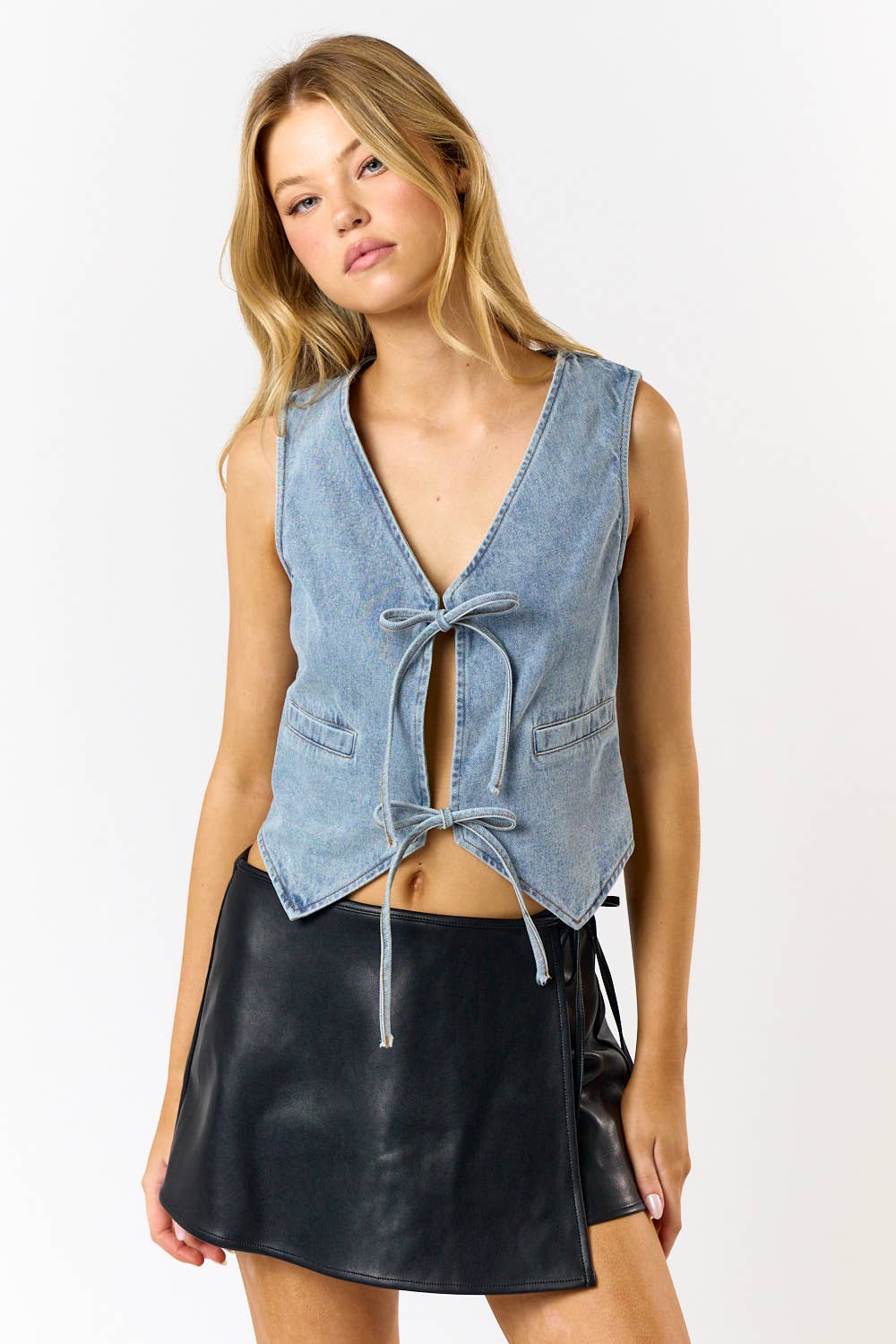 Denim Tie Vest