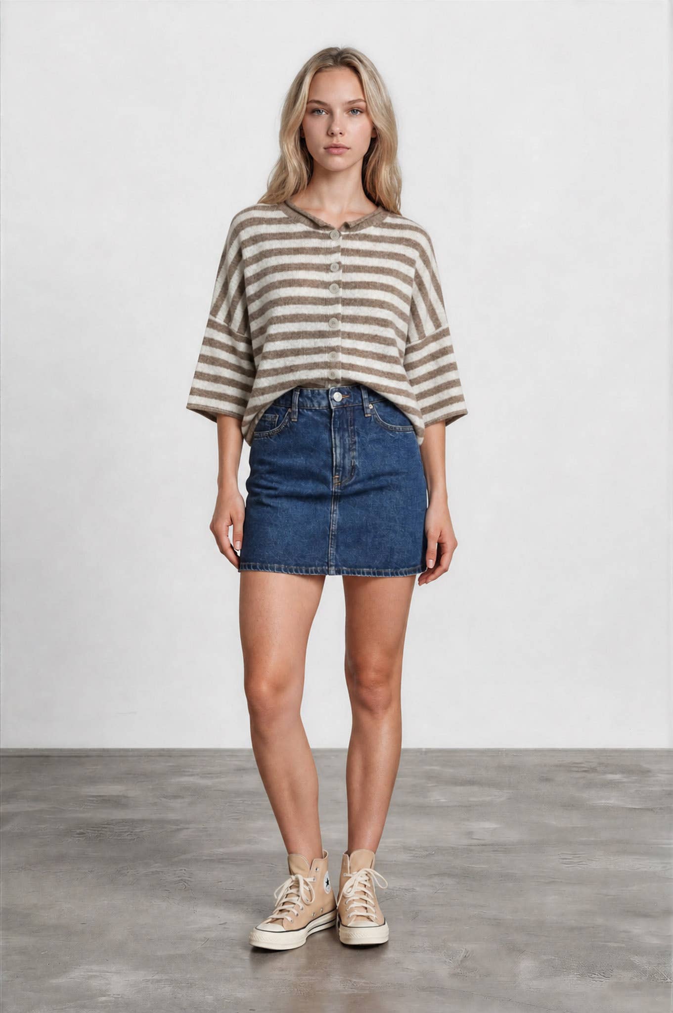 Leah Striped Short Sleeve Cardigan