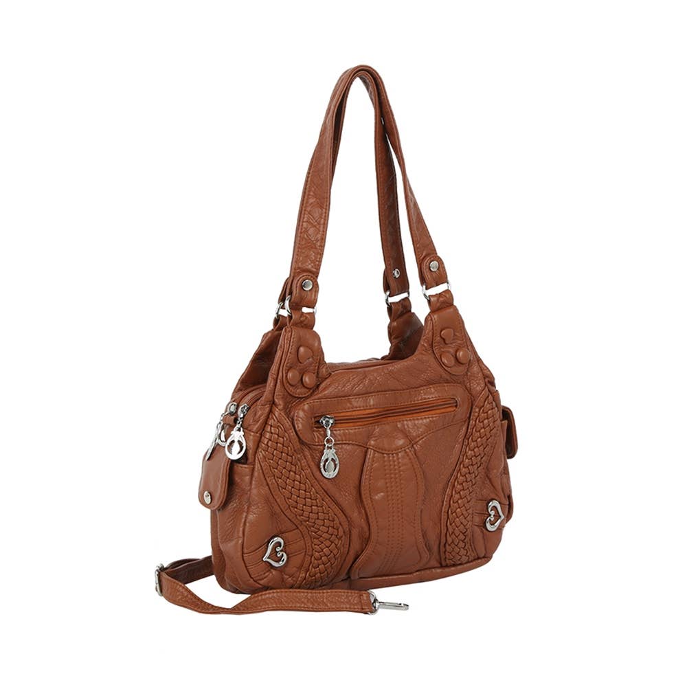 Intricate Faux Leather Shoulder Bag