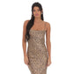 Metallic Open Back Maxi Dress in Cheetah Print