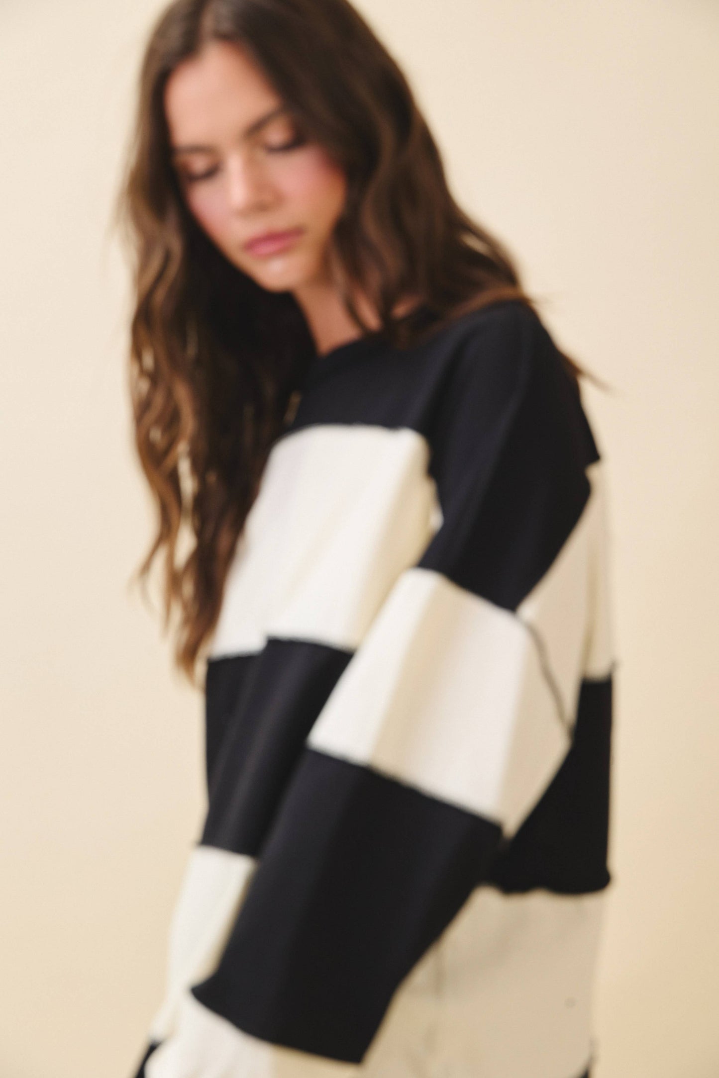 Contrast Panel Long Sleeve Slouchy
