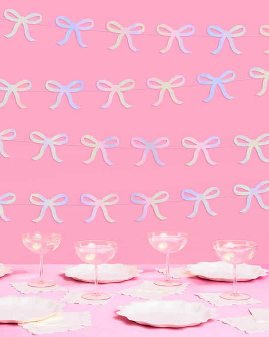 Bows- iridescent foil backdrop