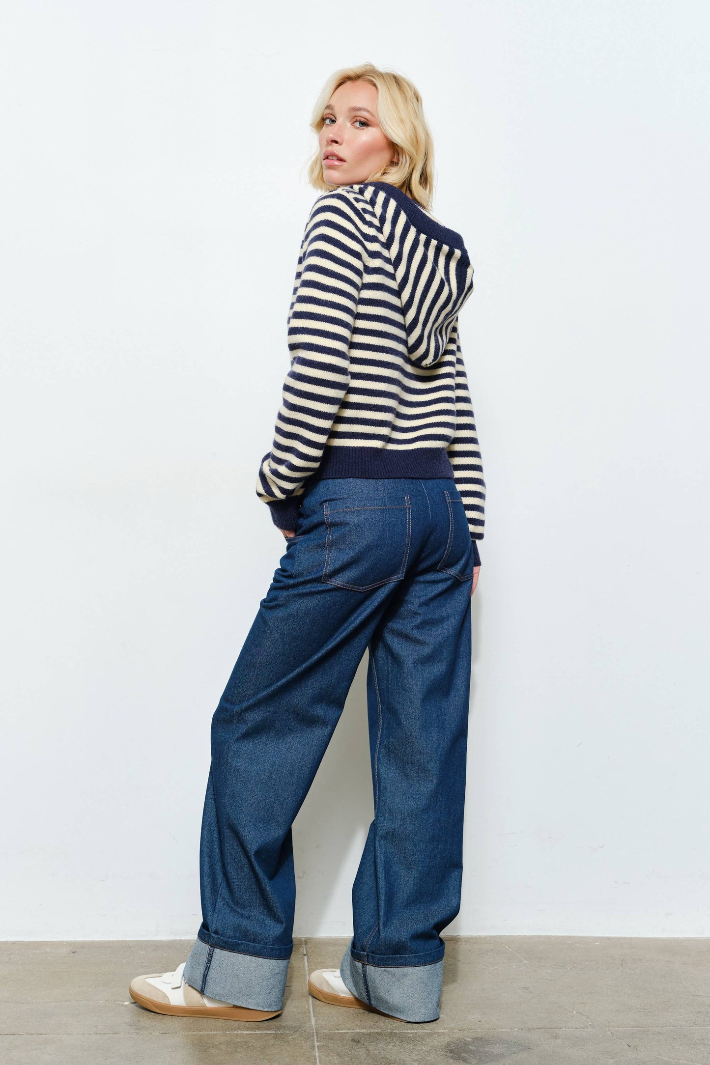 Stripped Hoodie Cardigan