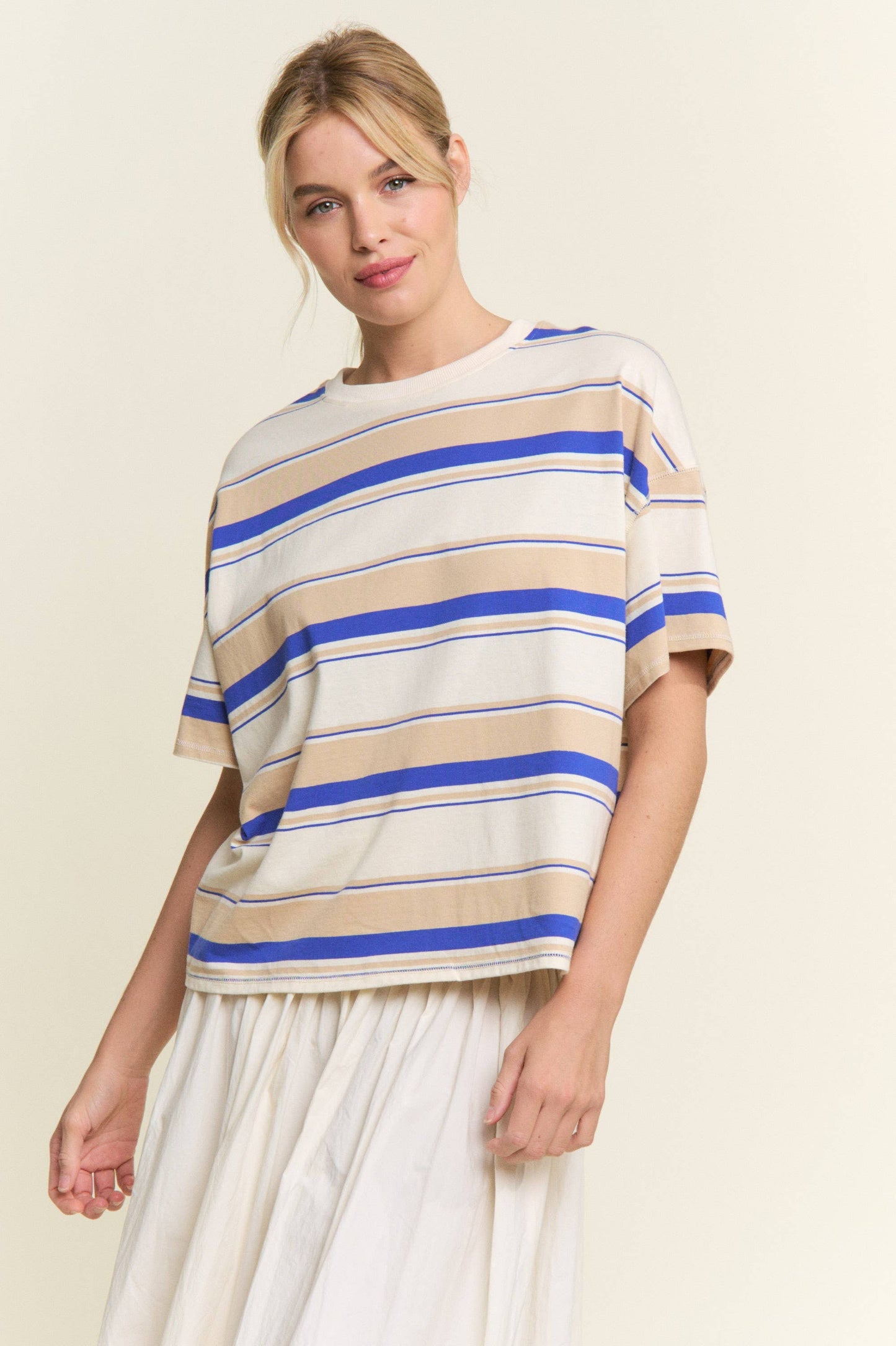 Stripe Oversized Short Sleeve Top