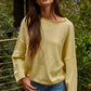 Knit Sweater Rolled Round Neck Pullover Top