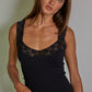 Knit Seamless Ribbed Tank Top with Lace Trim