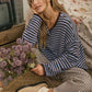 Henley Striped Sweater
