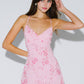 Beaded Floral Lace-Up Mini Dress