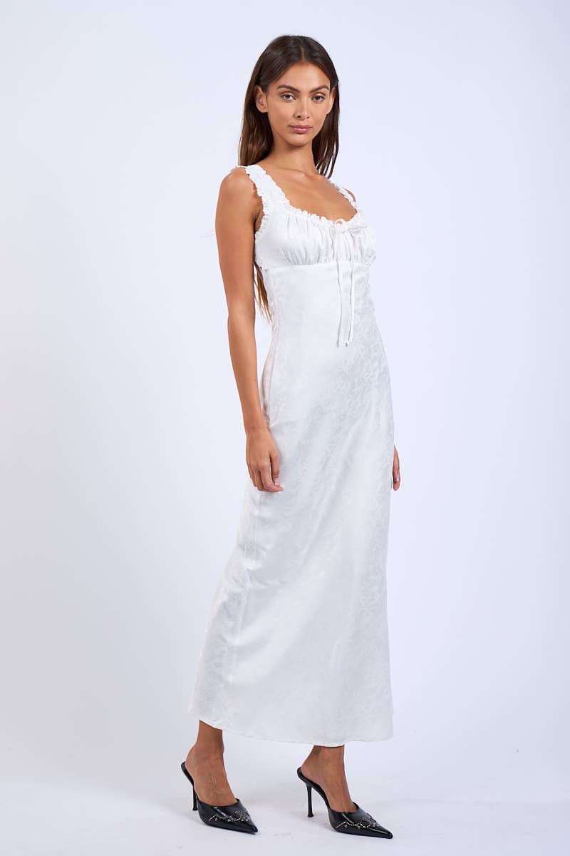 Satin Ruched Bust Sleeveless Open Back