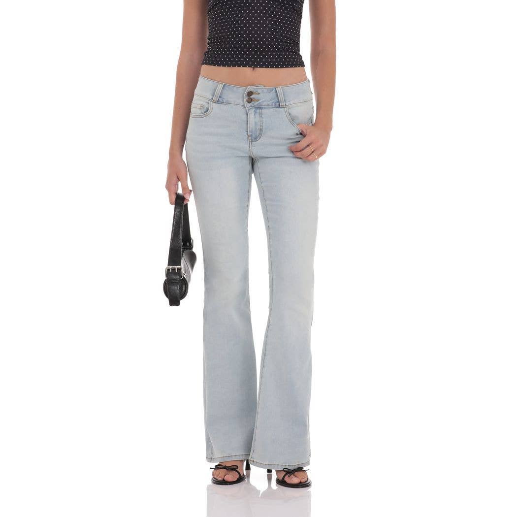 Low Rise Flare Jeans in Light Denim