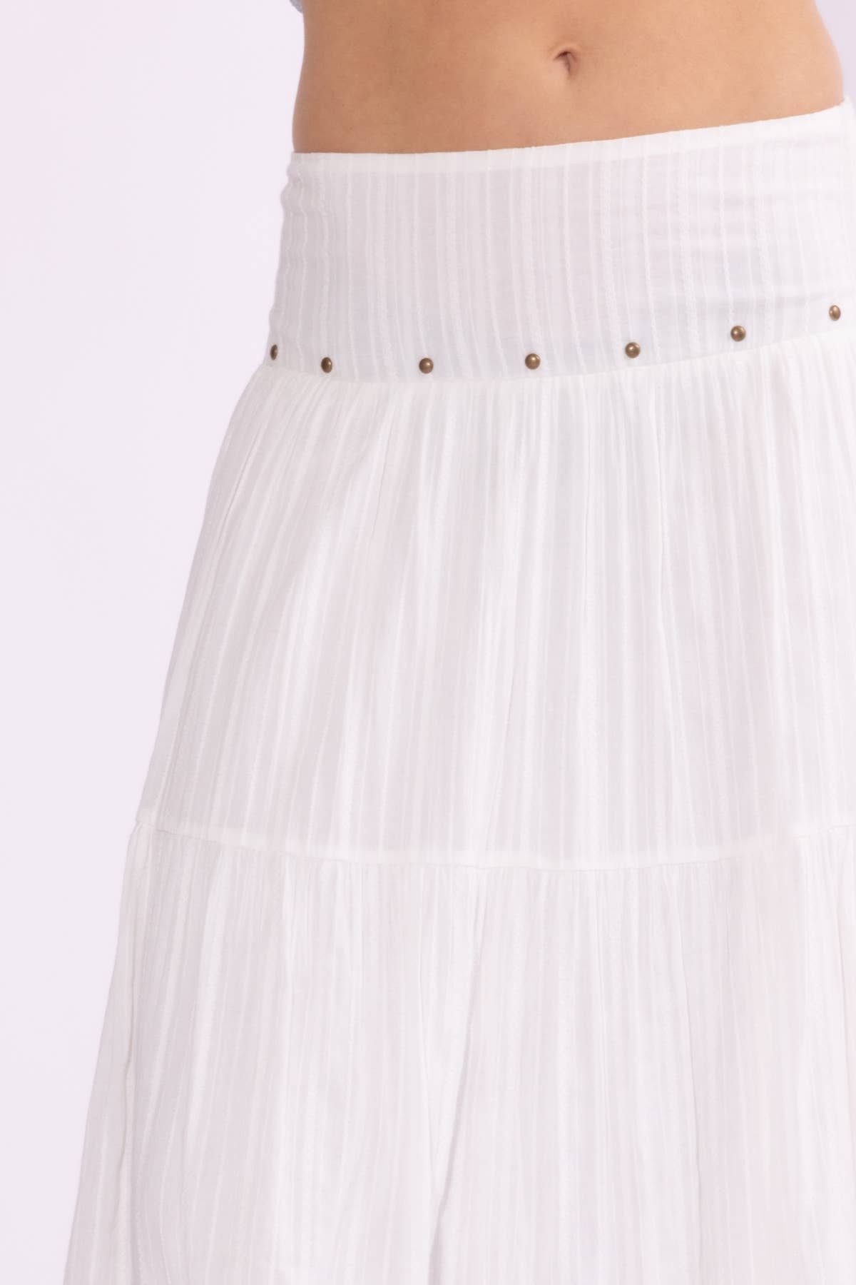 Grommet + Detailed Haky Hem Maxi Skirt