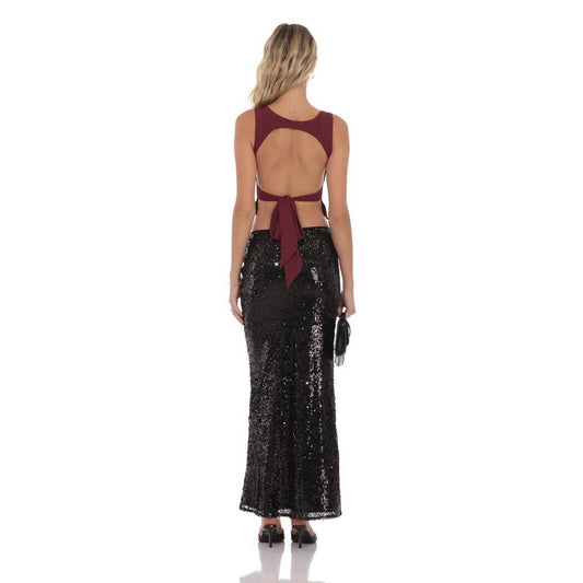 Sequin Maxi Skirt in Black