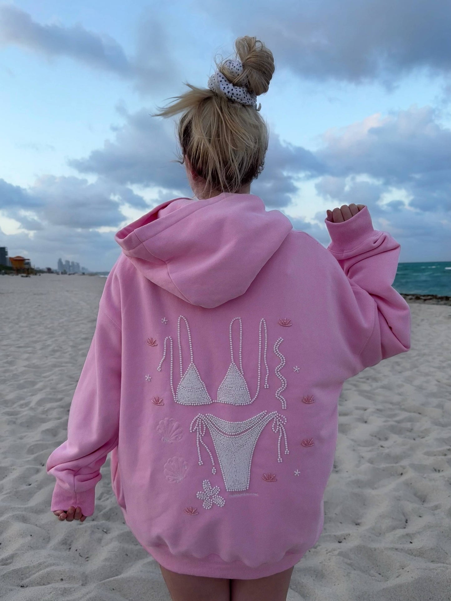 Lottie Pink Bikini Beaded Ocean Hoodie