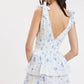 FLORAL TIE STRAP LAYERED LACE MINI DRESS