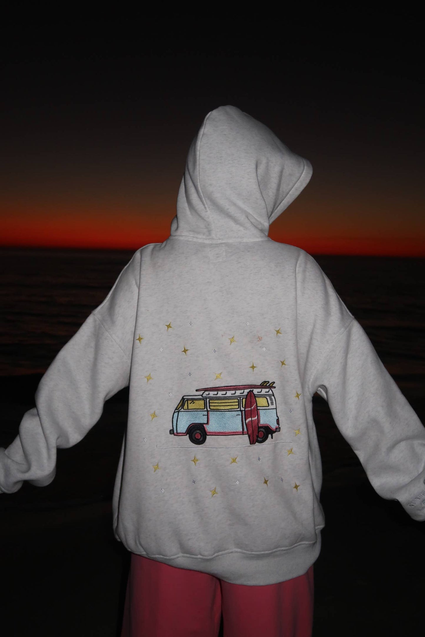Pearl Grey Van Star Embroider Hoodie