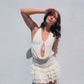 Floral Lace Ruffle Open Back
