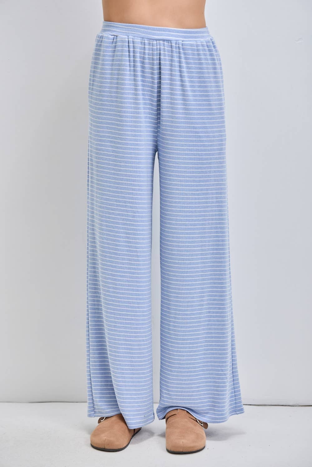 STRIPED ELASTIC WAIST PANTS