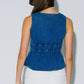 Denim Front Tie Sleeveless Peplum Top