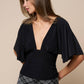 Plunging Short Sleeve Fitted Top