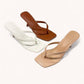 Square Toe Thong Strap Kitten Heel