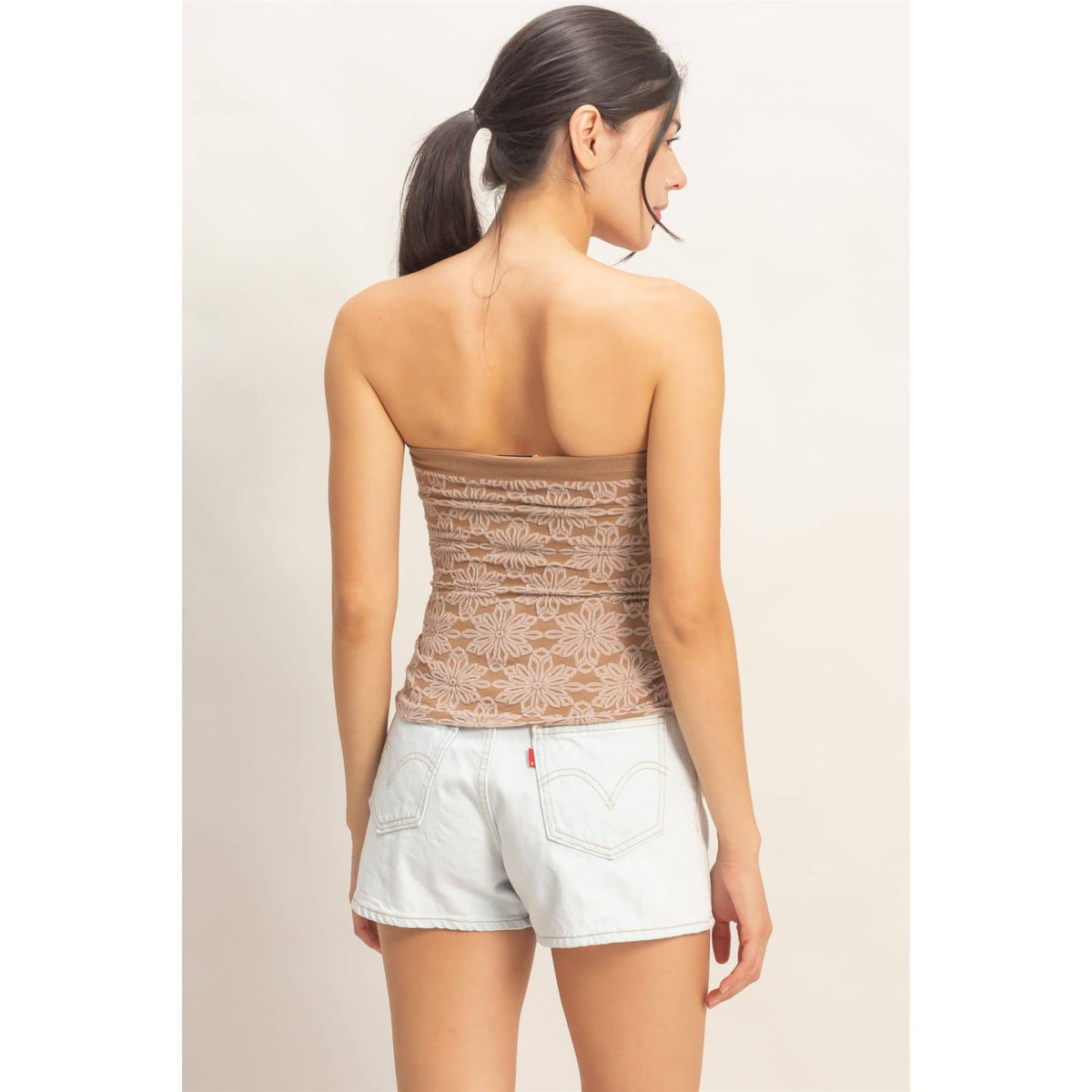 Strapless Jacquard Top