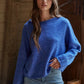 Knit Sweater Rolled Round Neck Pullover Top