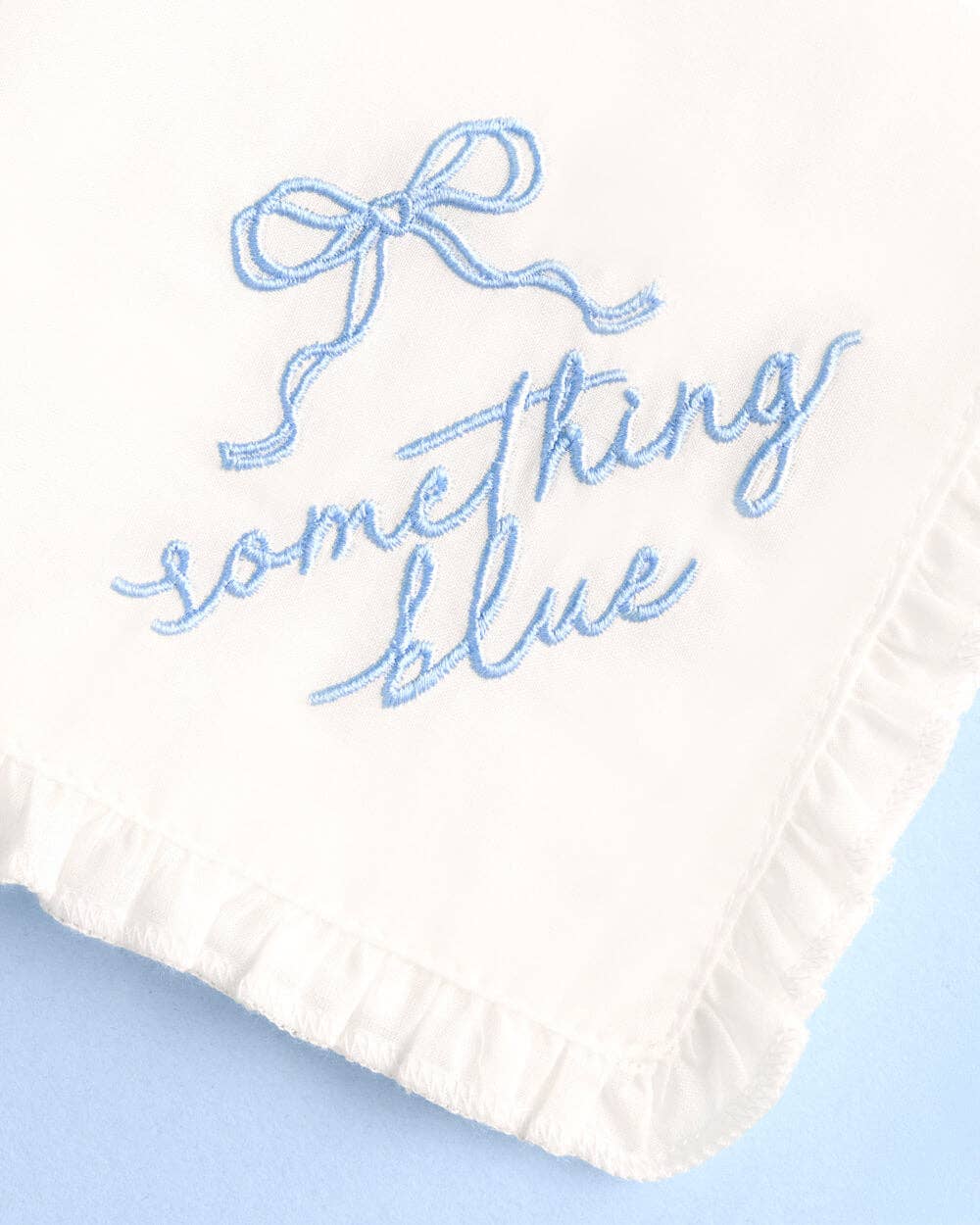 Something Blue Hanky - embroidered handkerchief, Bride Wedding Gift