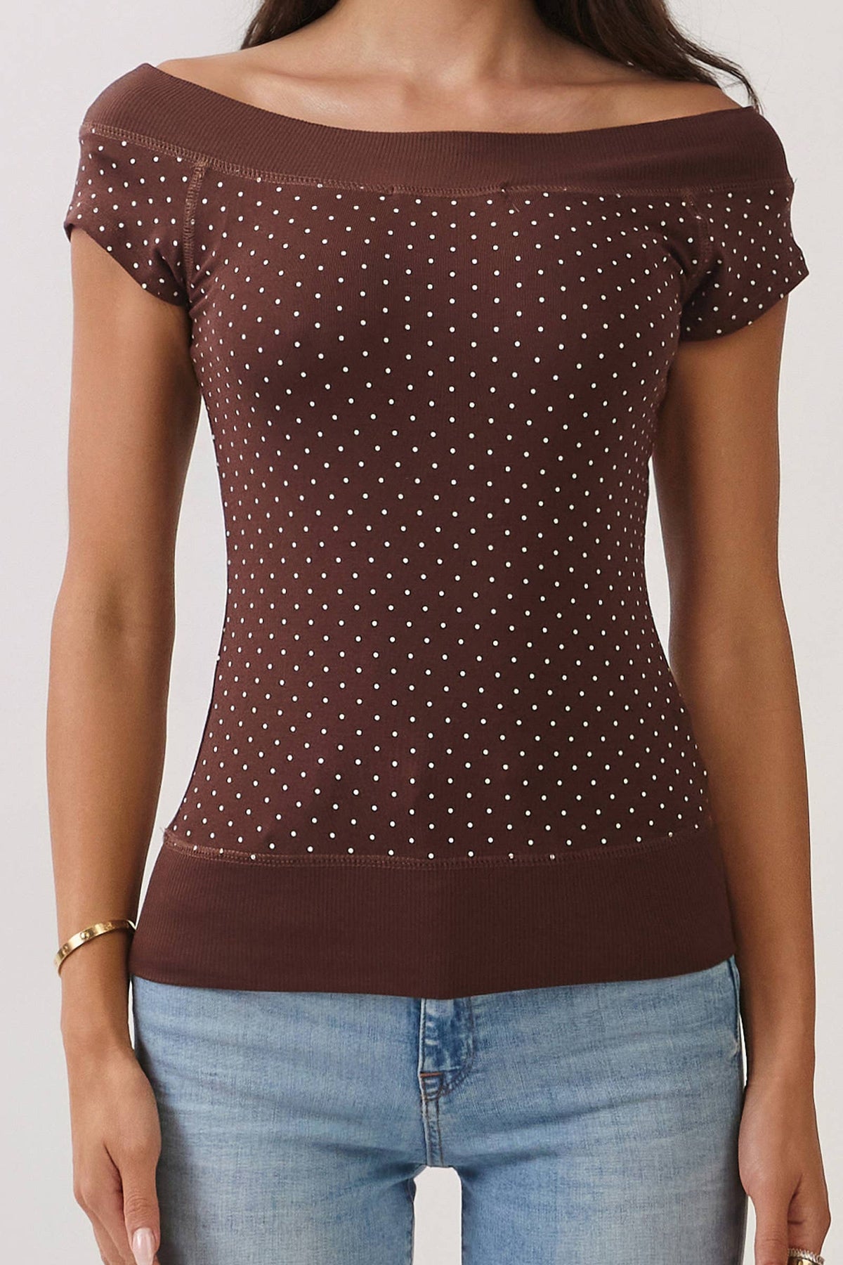 Polka Dot Boat neck Top