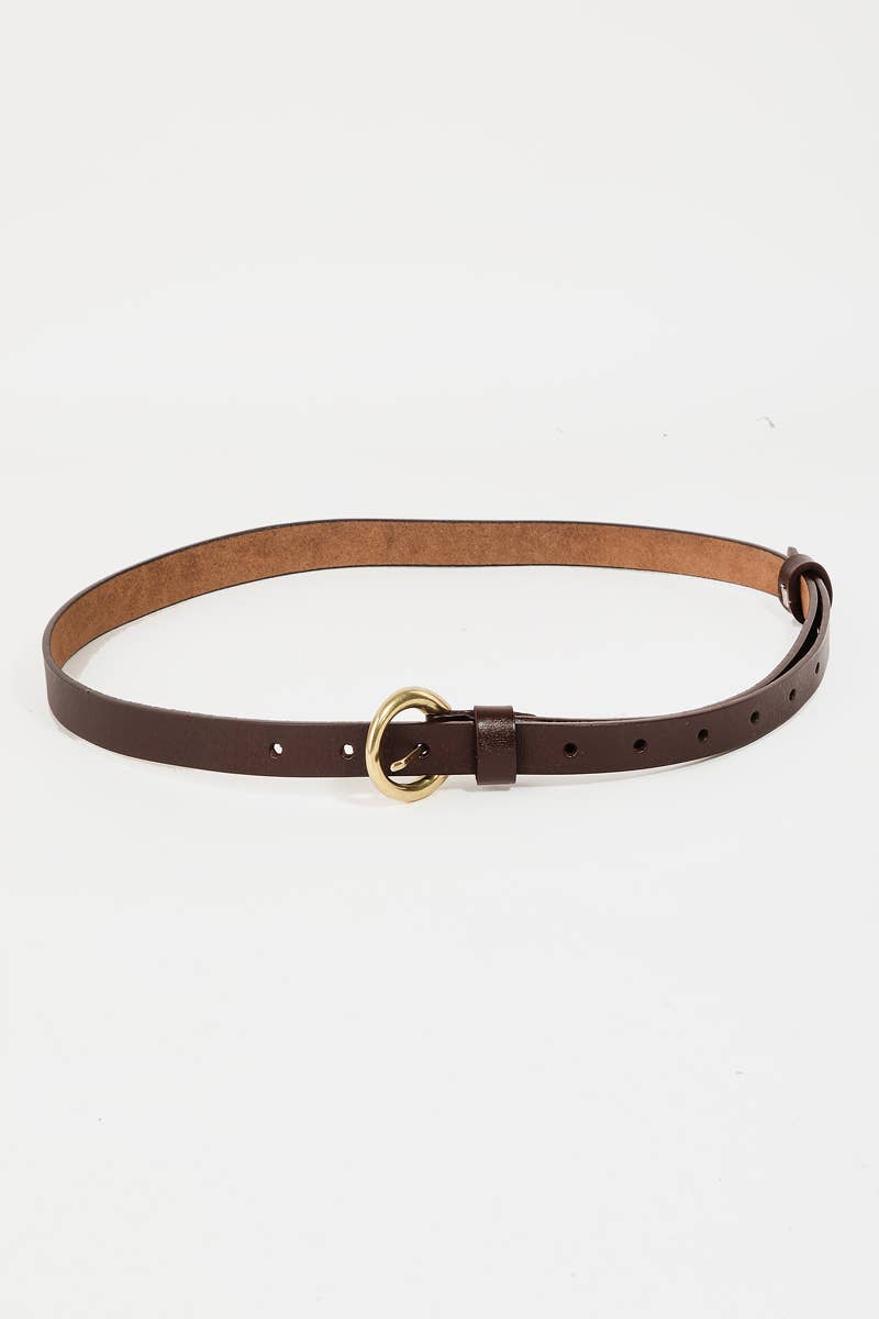 Circle Buckle Leather Belt
