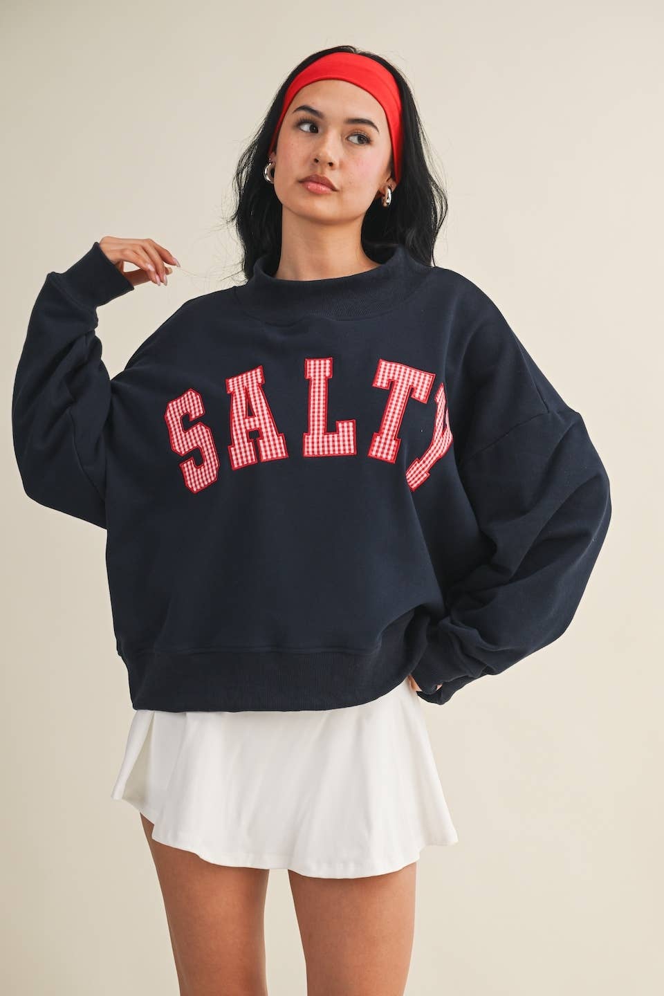 Salty Oversized Mock Neck Sweatshirt