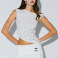 Polka Dot Asymmetrical Off Shoulder Top