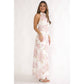 Cold Shoulder High Halter Floral Maxi Dress