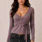 WRAP PLUNGE LONG SLEEVE TOP