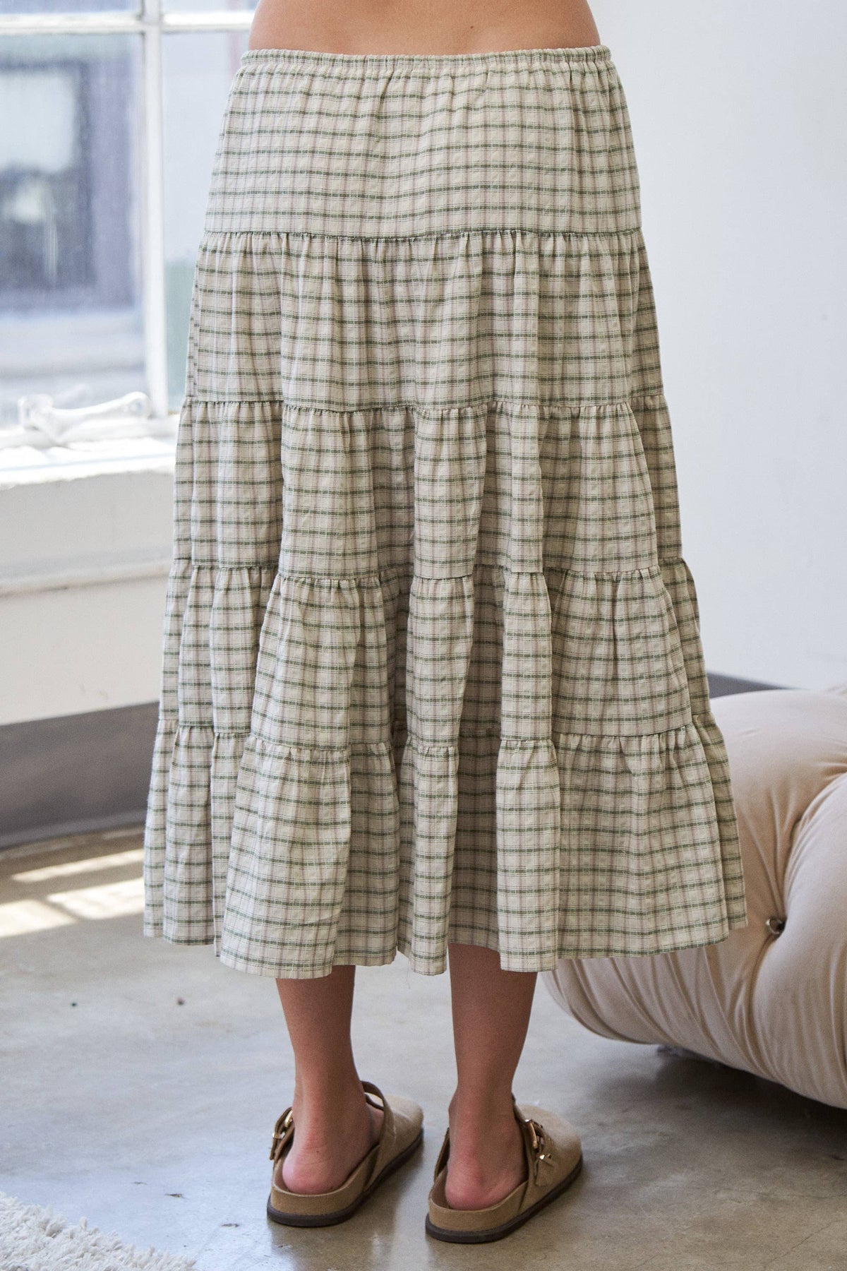 Tiered Plaid Skirt