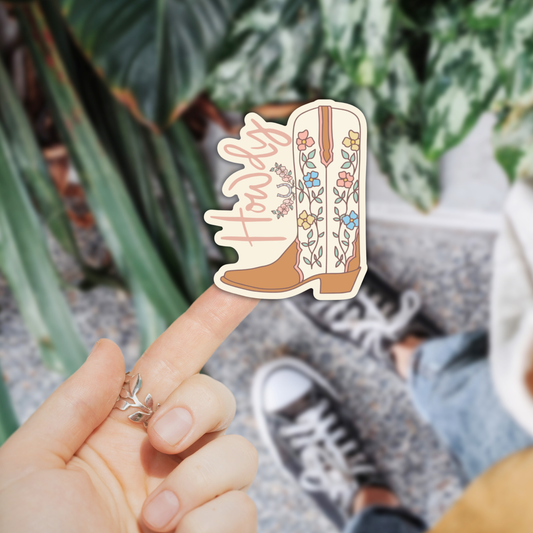 Howdy Boot Cowgirl Sticker