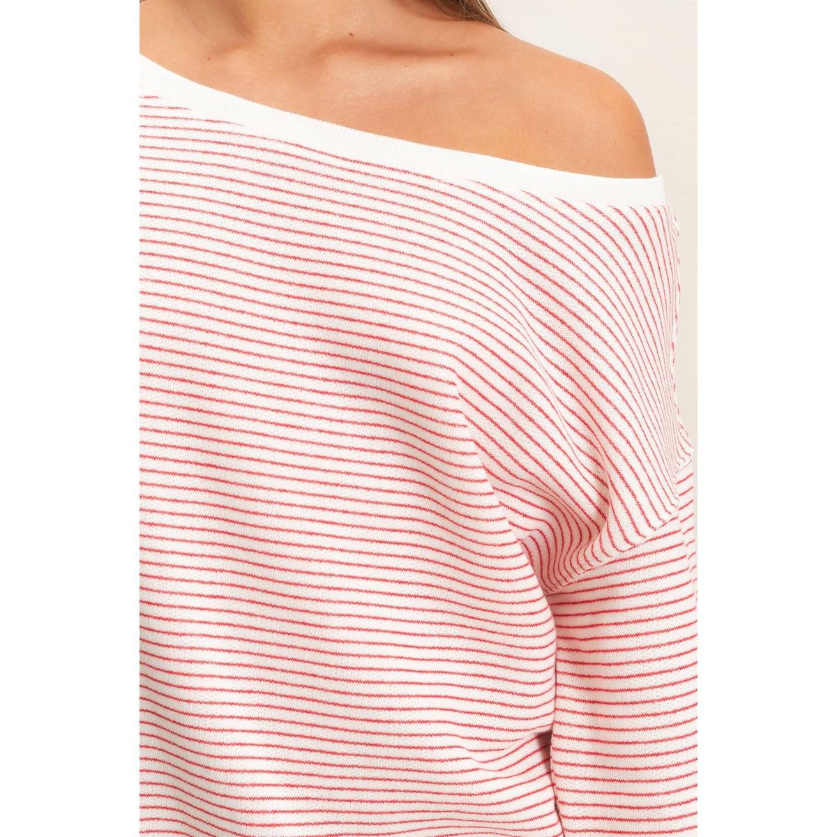 Striped Off The Shoulder Sweatshirt