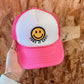 Hot Pink Smiley Trucker Hat