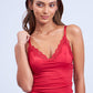 Red Lace Trim Cami Top