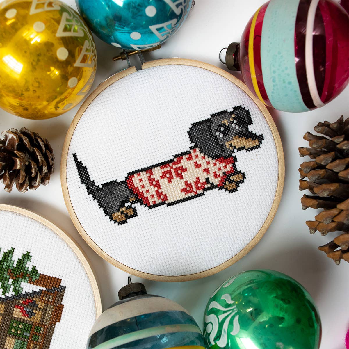 Cozy Dachshund Cross Stitch Kit