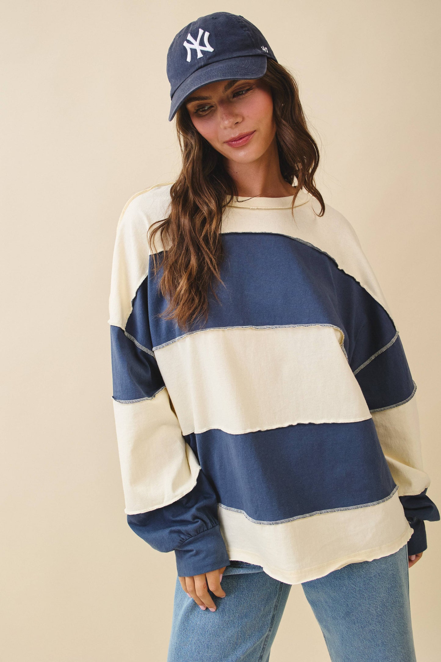 Contrast Panel Long Sleeve Slouchy