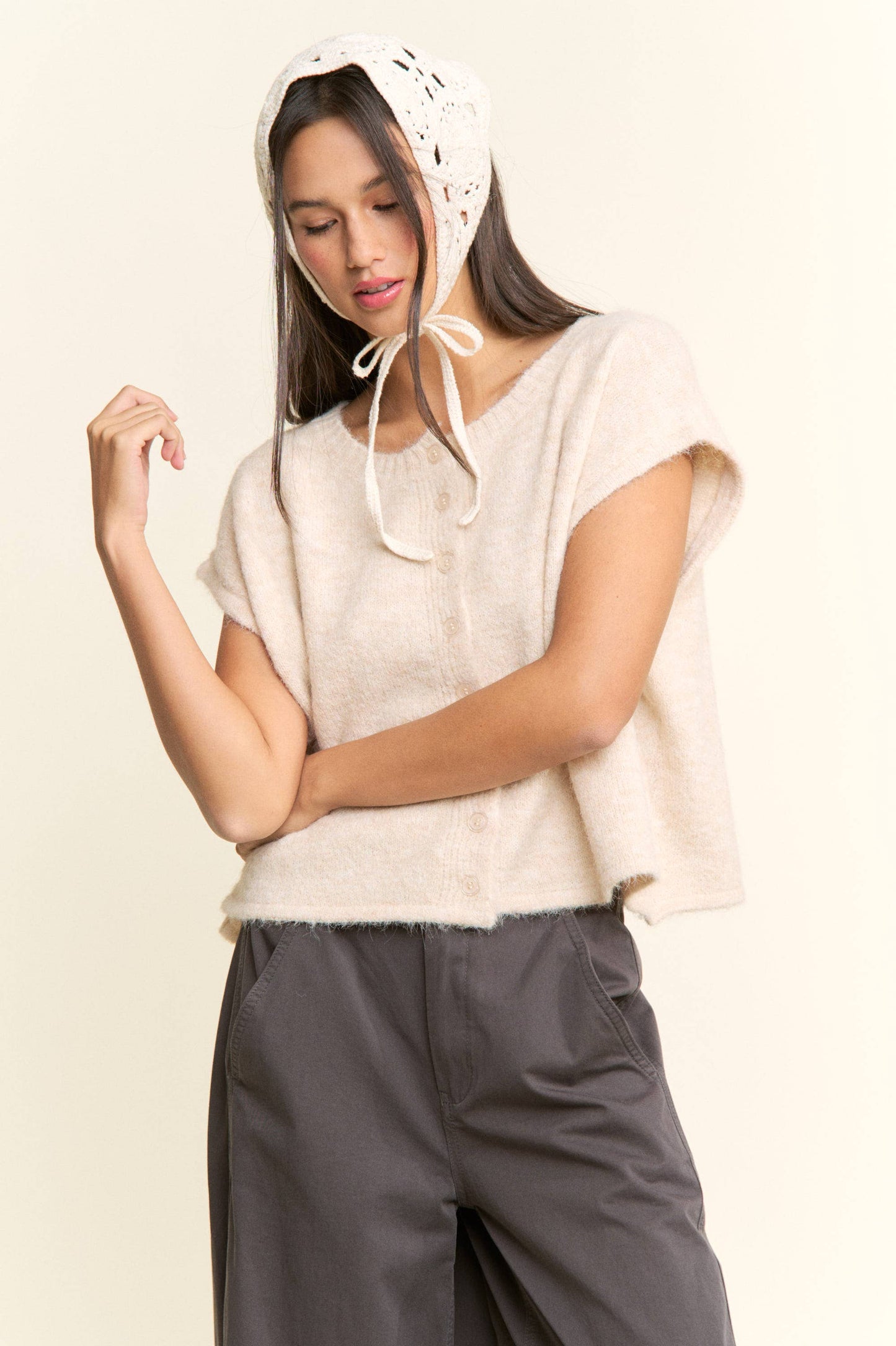 Soft Button-Front Knit Top