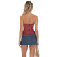 Strapless Lace Corset Top in Red and Tan