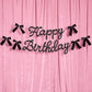 Happy Birthday Black Bow Banner